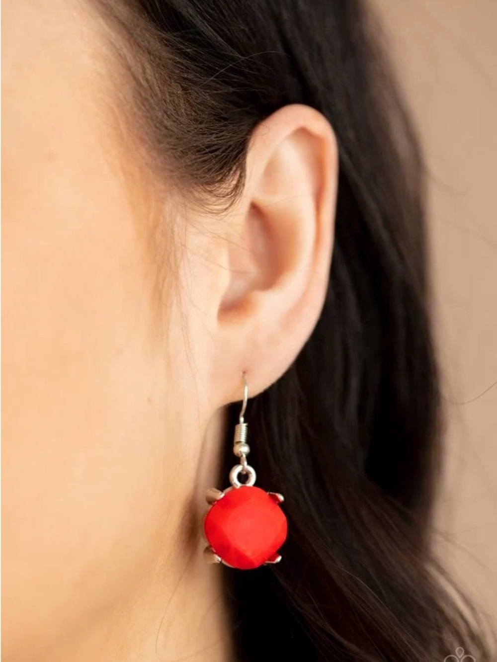 Bold Red Faceted Drop Earrings